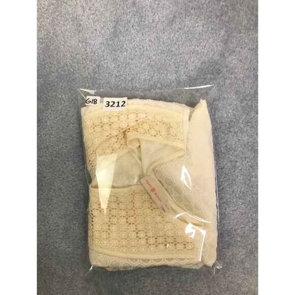 Tory Burch Top Womens Sz XS 52142111 Cream V-Neck 3/4 See Through Sleeve - Picture 9 of 9